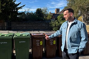 Sean Hughes at the bins